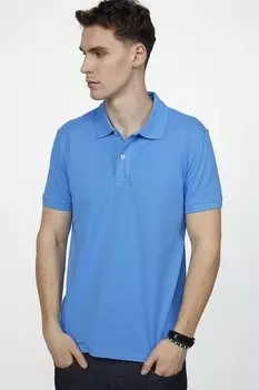 Мужская однотонная хлопковая футболка пике с воротником поло, синяя футболка TUDORS, синий