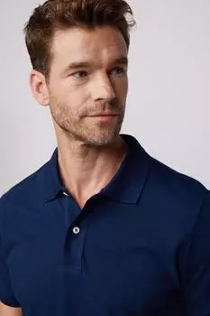 Мужская однотонная хлопковая футболка пике с воротником-поло, темно-синяя футболка Tudors, темно-синий