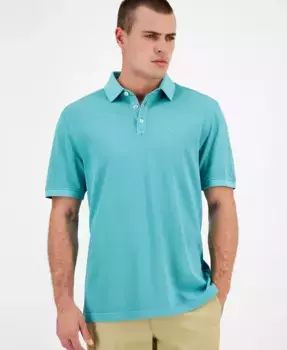 Мужская однотонная хлопковая поло с коротким рукавом Lookout Tommy Bahama, синий