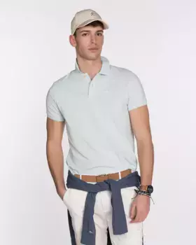 Мужская однотонная хлопковая рубашка-поло с короткими рукавами Harper & Neyer, бирюзовый