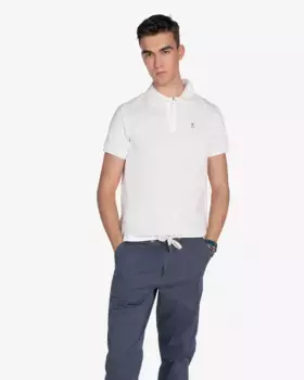 Мужская однотонная хлопковая рубашка-поло с короткими рукавами Harper & Neyer, белый