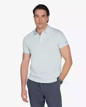 Мужская однотонная хлопковая рубашка-поло с короткими рукавами Harper & Neyer, бирюзовый