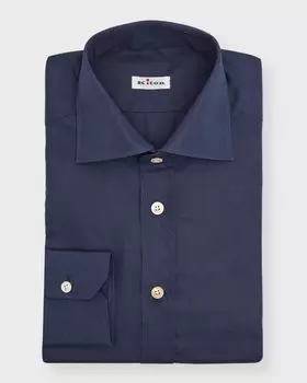 Мужская однотонная хлопковая спортивная рубашка Kiton, цвет Navy