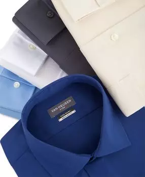 Мужская однотонная классическая рубашка классического кроя без складок с гибким воротником и эластичным воротником Van Heusen, черный