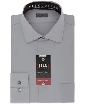 Мужская однотонная классическая рубашка классического кроя без складок с гибким воротником и эластичным воротником Van Heusen, мульти