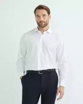 Мужская однотонная классическая рубашка с двойными манжетами больших размеров Mirto, белый