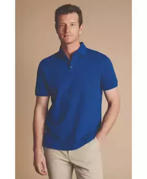 Мужская однотонная короткорукавная хлопковая пике-поло Tyrwhitt Charles Tyrwhitt, синий