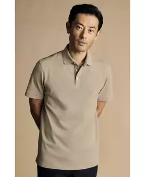 Мужская однотонная короткорукавная хлопковая пике-поло Tyrwhitt Charles Tyrwhitt, коричневый/бежевый