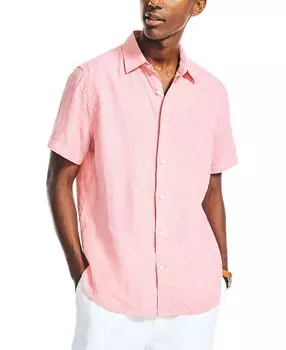 Мужская однотонная льняная рубашка классического кроя с короткими рукавами Nautica, мульти