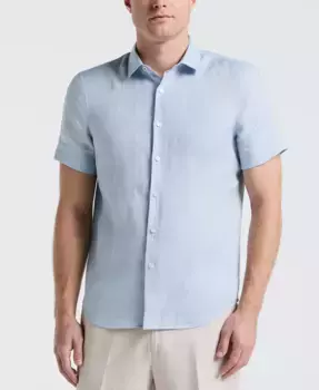 Мужская однотонная льняная рубашка Perry Ellis, синий