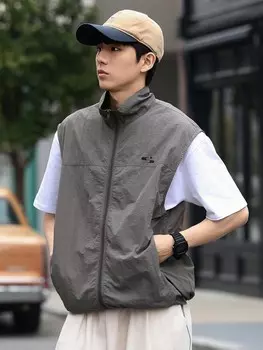 Мужская однотонная летняя куртка на молнии обратно в школу Dazy, серый