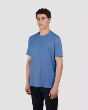 Мужская однотонная мерсеризованная футболка с короткими рукавами Paul & Shark, синий