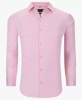 Мужская однотонная облегающая рубашка без морщин с длинным рукавом и длинными рукавами на пуговицах Suslo Couture, розовый
