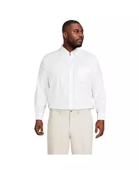 Мужская однотонная оксфордская классическая рубашка традиционного кроя без железа Supima Lands' End, белый