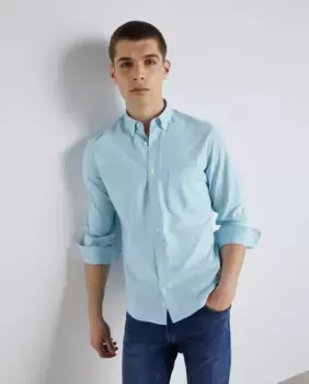 Мужская однотонная оксфордская рубашка с длинным рукавом Easy Wear, светло-зеленый