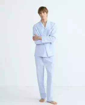 Мужская однотонная пижама из поплина Emidio Tucci, голубой