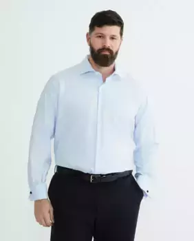 Мужская однотонная рубашка без утюга с двойными манжетами больших размеров Emidio Tucci, голубой