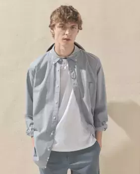 Мужская однотонная рубашка из хлопка и льна Dustin, темно-зеленый