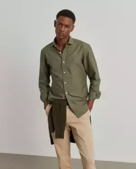 Мужская однотонная рубашка из хлопка, облегающего кроя, зеленого цвета Lion of Porches, зеленый