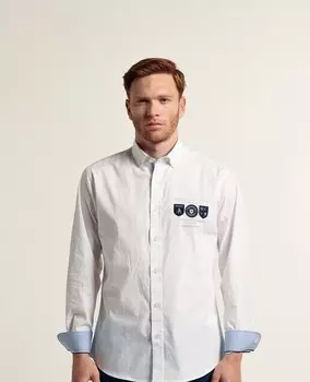 Мужская однотонная рубашка из поплина классического кроя Valecuatro, белый