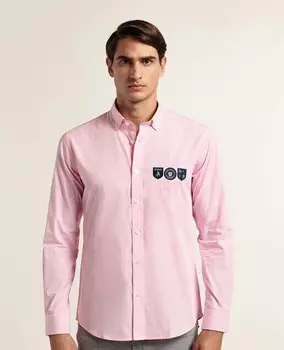 Мужская однотонная рубашка из поплина классического кроя Valecuatro, розовый