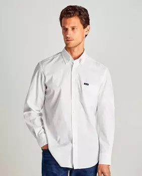 Мужская однотонная рубашка из поплина классического кроя Faonnable, белый