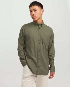 Мужская однотонная рубашка Jack & Jones, темно-зеленый