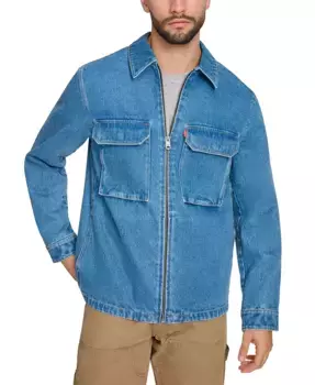 Мужская однотонная рубашка-куртка на молнии Levi's, синий