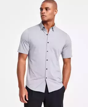 Мужская однотонная рубашка на пуговицах Alfani, белый