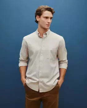 Мужская однотонная рубашка-оксфорд Dustin, цвет Crudo