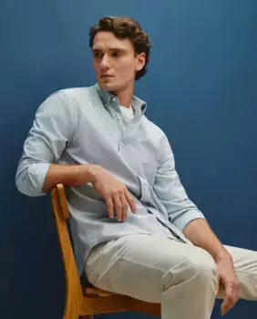 Мужская однотонная рубашка-оксфорд Dustin, голубой