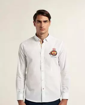 Мужская однотонная рубашка-оксфорд классического кроя Valecuatro, белый