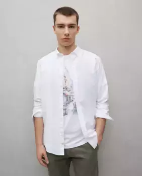 Мужская однотонная рубашка оксфорд с длинными рукавами Easy Wear, белый