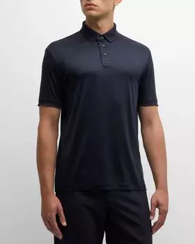 Мужская однотонная рубашка-поло Emporio Armani, цвет Solid Blue Navy