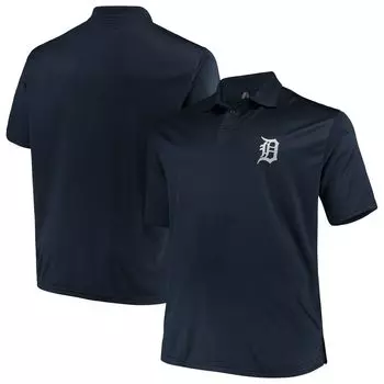 Мужская однотонная рубашка-поло Majestic Navy Detroit Tigers Big & Tall Birdseye Fanatics