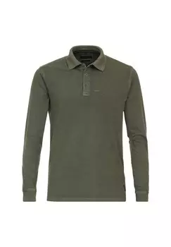 Мужская однотонная рубашка-поло с длинными рукавами CASAMODA, оливковый