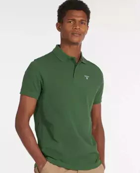 Мужская однотонная рубашка поло с коротким рукавом Barbour, зеленый