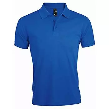 Мужская однотонная рубашка-поло с короткими рукавами Prime Pique Sols, синий