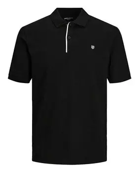 Мужская однотонная рубашка-поло с короткими рукавами Jack & Jones, черный