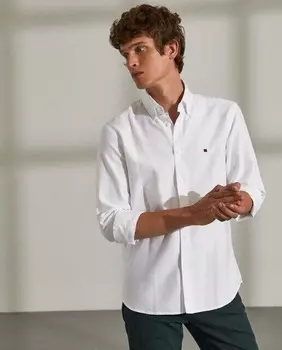 Мужская однотонная рубашка приталенного кроя Lion Of Porches, белый