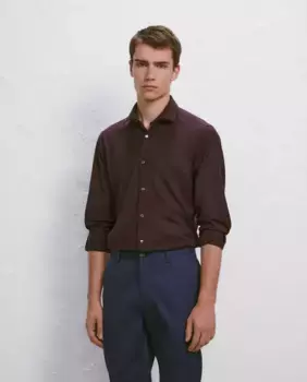 Мужская однотонная рубашка с длинным рукавом Easy Wear, цвет Granate