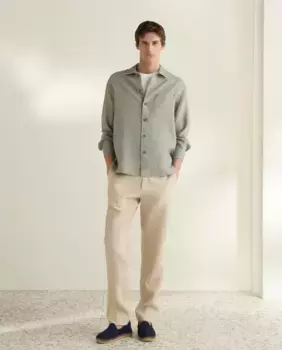 Мужская однотонная спортивная льняная рубашка Emidio Tucci, зеленый