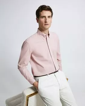 Мужская однотонная спортивная рубашка из поплина с длинными рукавами Emidio Tucci, розовый