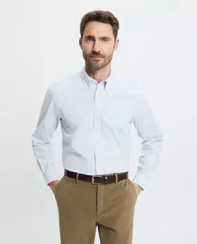 Мужская однотонная спортивная рубашка из поплина с длинными рукавами Emidio Tucci, светло-синий