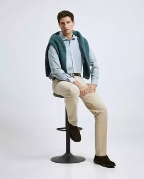 Мужская однотонная спортивная рубашка из твила с длинными рукавами Emidio Tucci, светло-синий