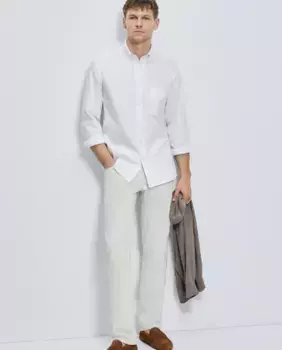 Мужская однотонная спортивная рубашка оксфорд классического кроя Emidio Tucci, белый