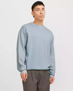 Мужская однотонная толстовка с длинными рукавами и круглым вырезом Jack & Jones, голубой
