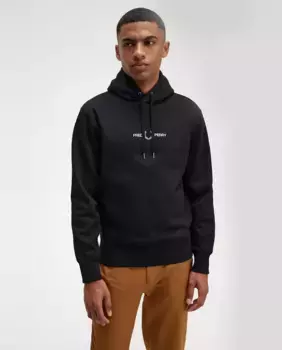 Мужская однотонная толстовка с капюшоном Fred Perry, чёрный