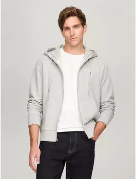 Мужская однотонная толстовка с капюшоном на молнии Tommy Hilfiger, цвет grey heather