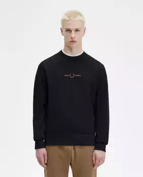 Мужская однотонная толстовка с круглым вырезом Fred Perry, тёмно-синий